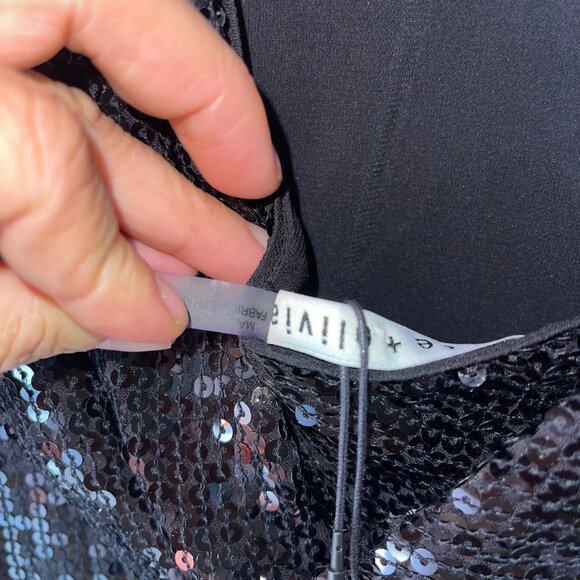 Alice Olivia Womens Dress Size 6 Black Kamryn Sequin Cowl Back Mini New - Picture 5 of 9